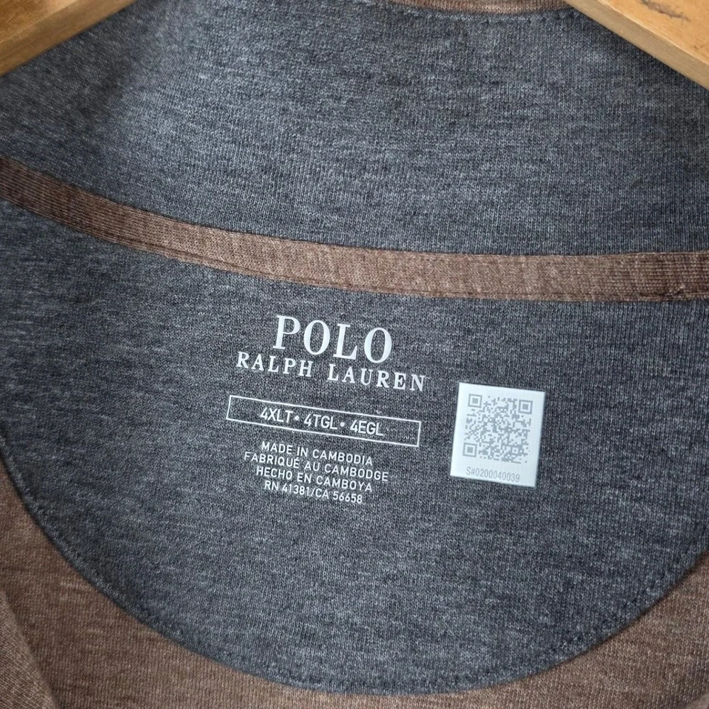 Polo Ralph Lauren Men's‎ Quarter 1/4 Zip Pullover Sweatshirt Brown Size 4XLT